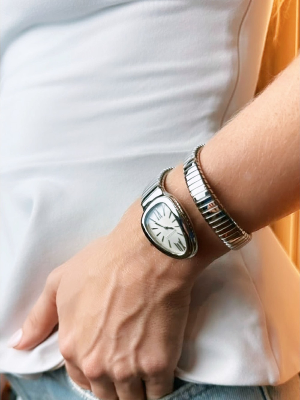 Bulgari Stainless Steel Serpenti Tubogas Silver-Tone Watch
